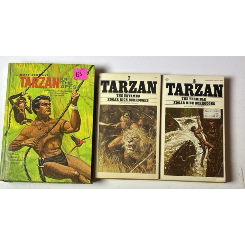 Lot of 3 Tarzan Books Edgar Rice Burroughs Ballantine and HC (18K)